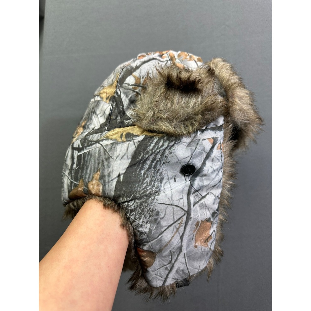 Camo Trapper Hat Faux Fur Lined Winter Bomber Aviator Cap‎ Realtree Hunting Hat